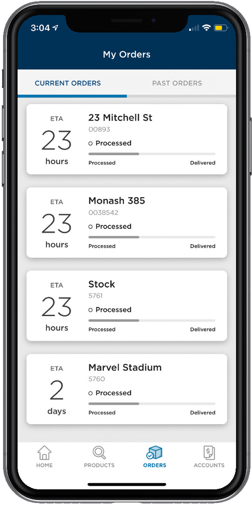maX App - Orders screen